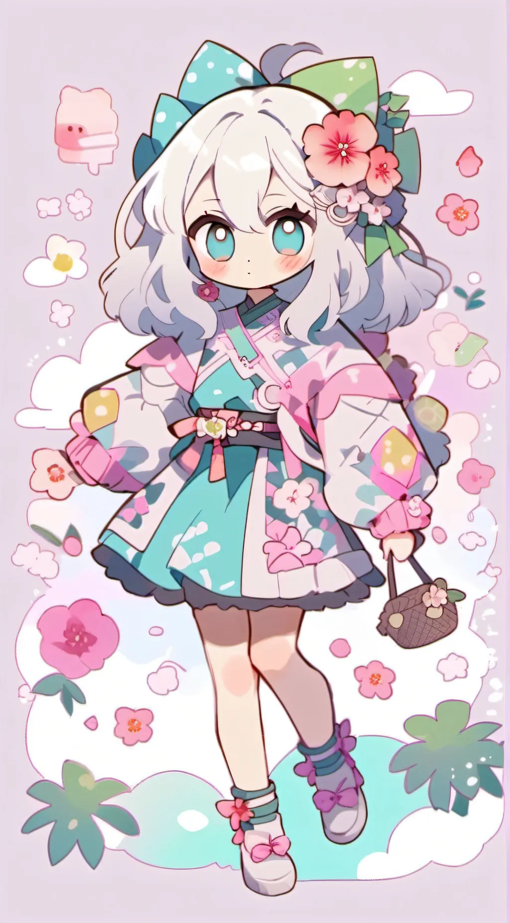 ai character: ❤️🧡💛💚🩵💙💜🩷 background