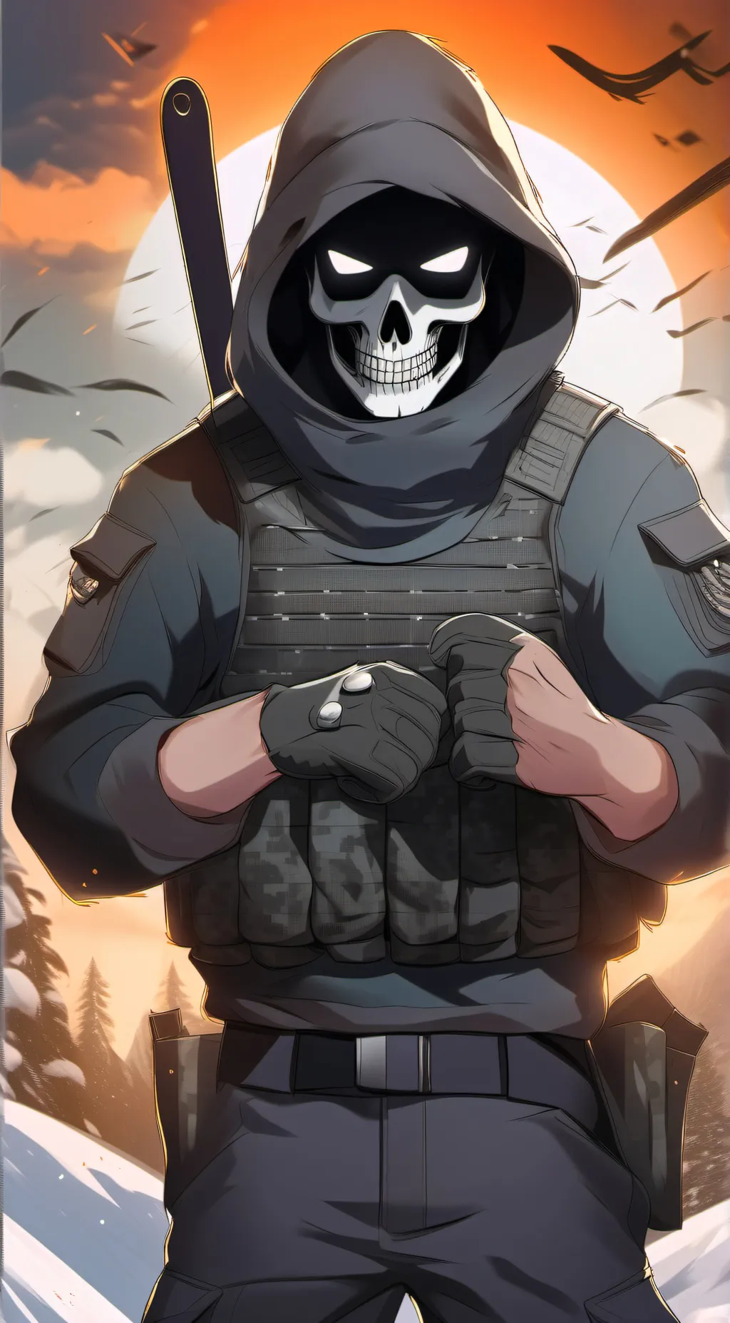 ai character: ghost Riley  background