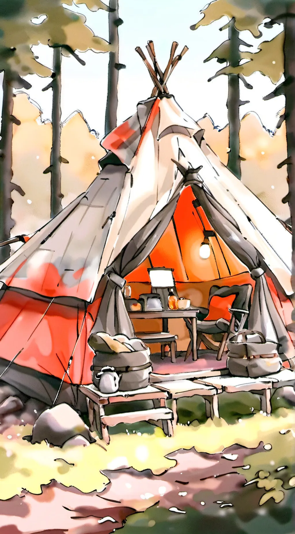 ai character: Owl house camp  background