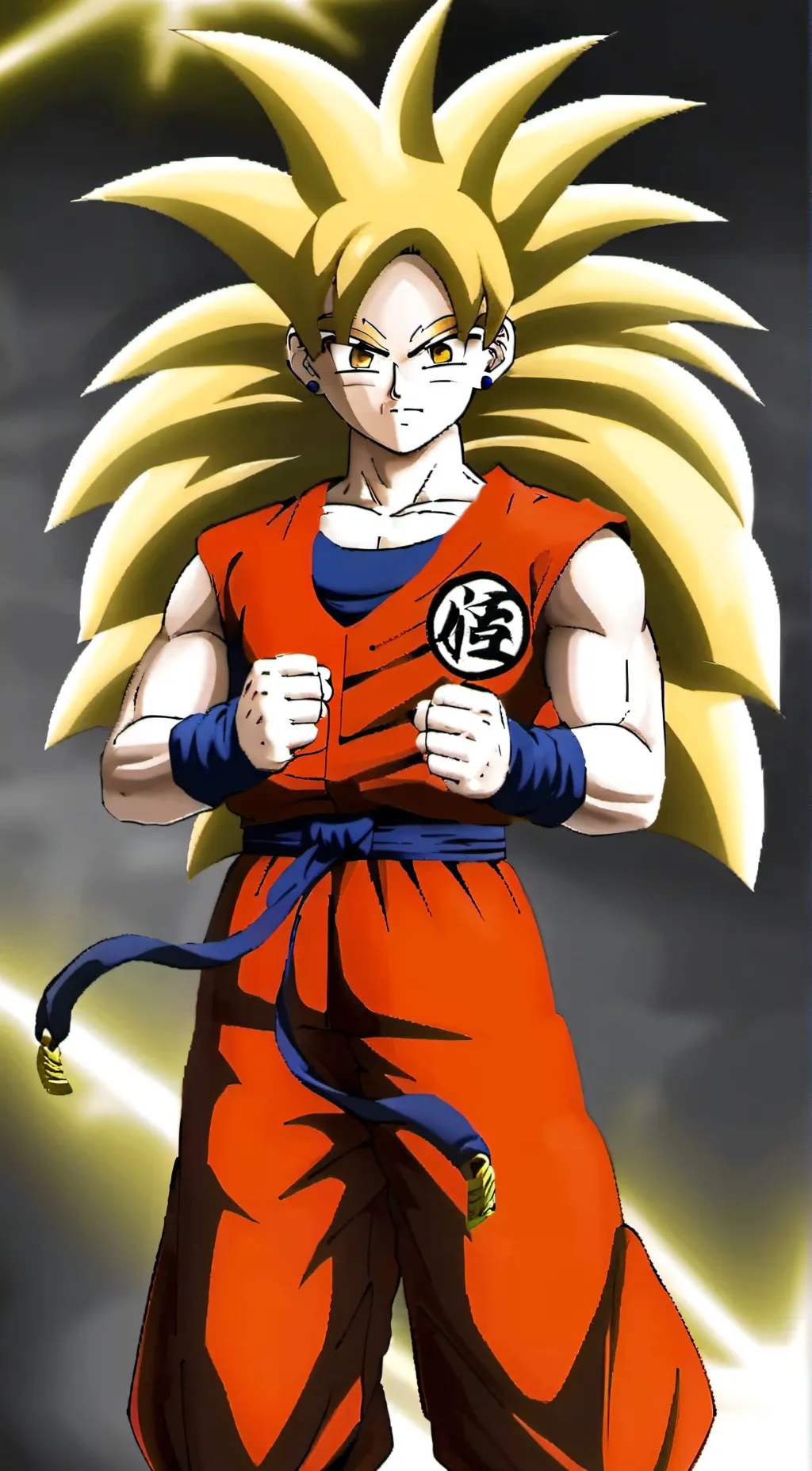 ai character: cured Goku ss3 background