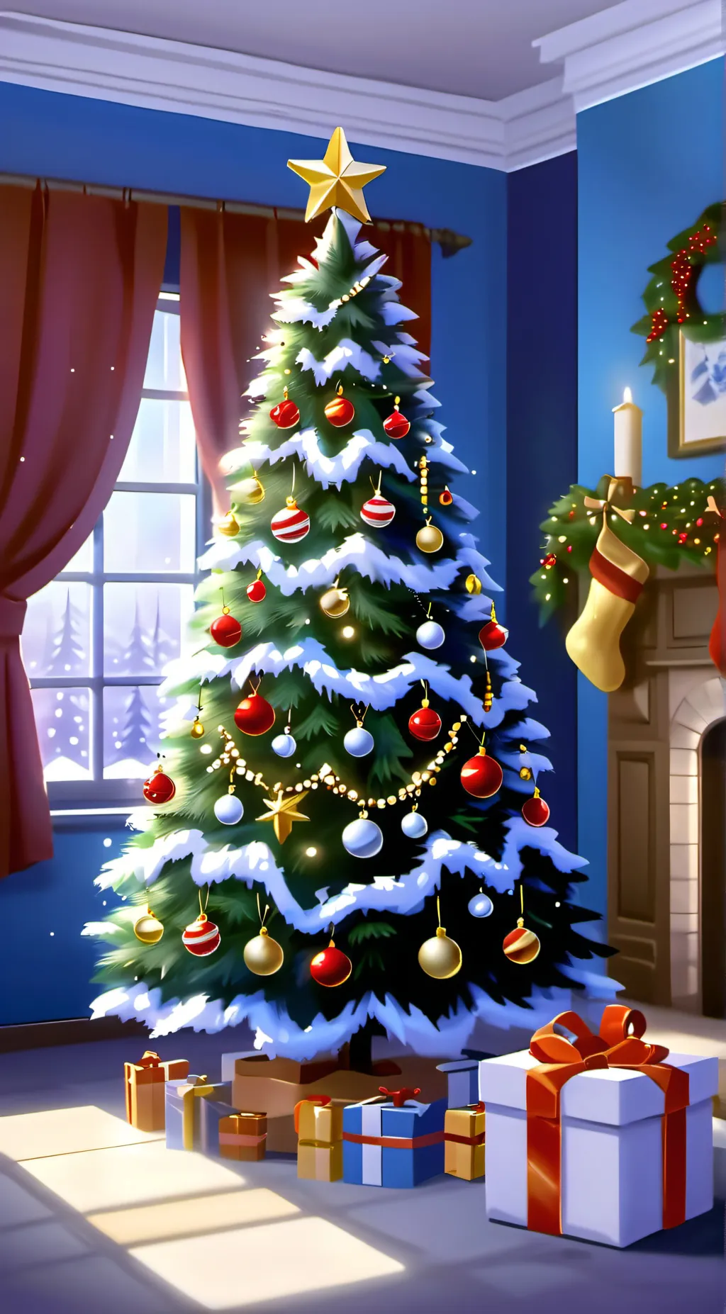 ai character: Mha Christmas background