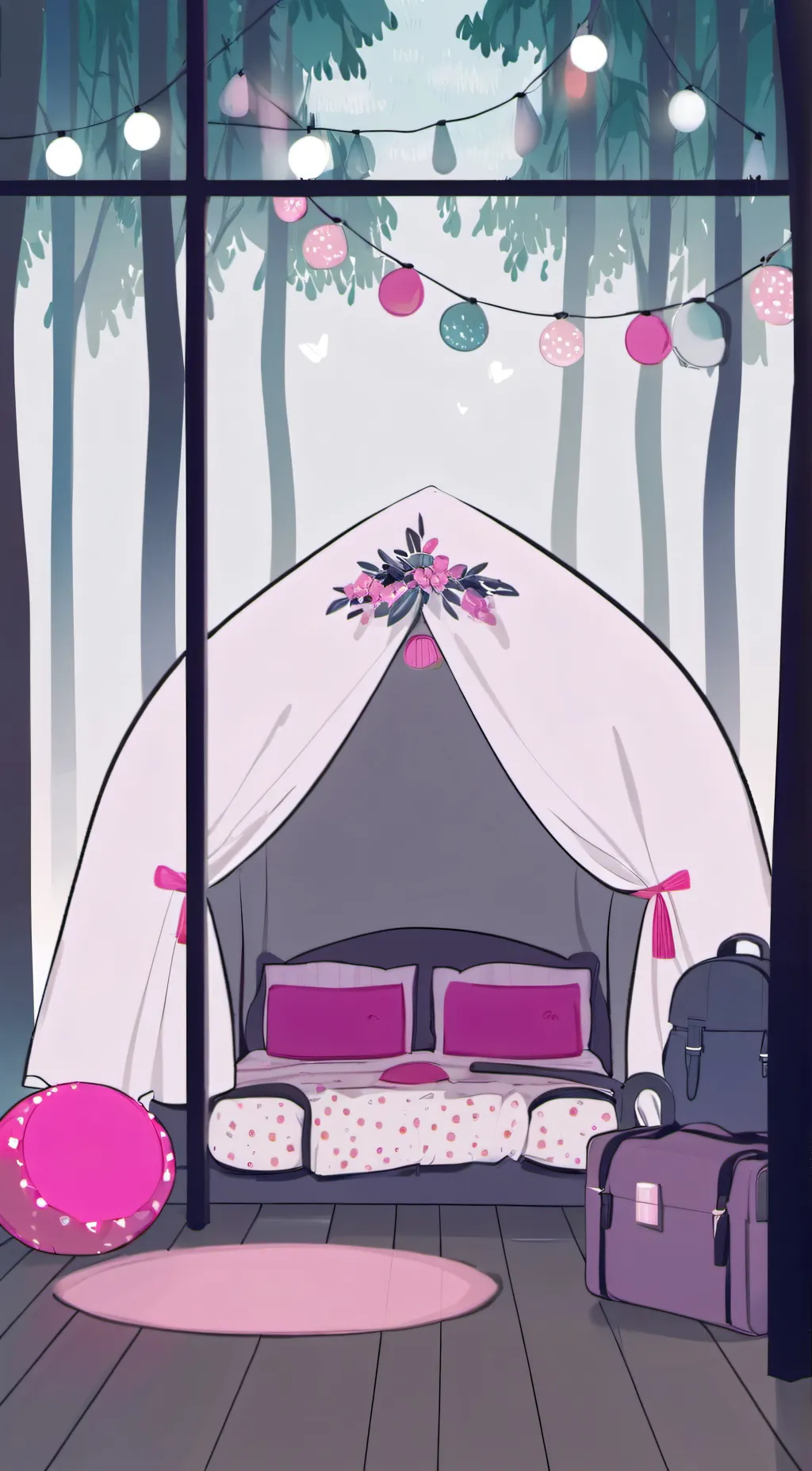 ai character: A sleepover background