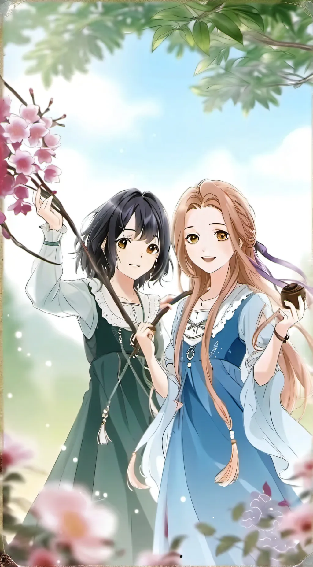 ai character: Luna and Emma  background