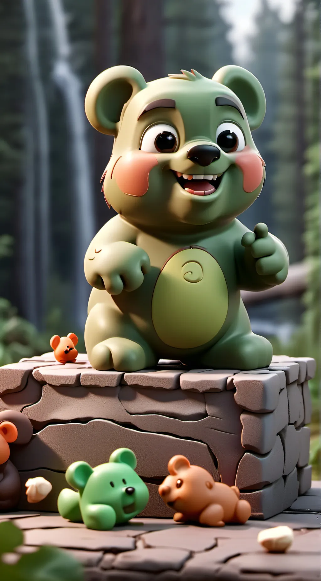 ai character: ABCDEFG gummy bear background
