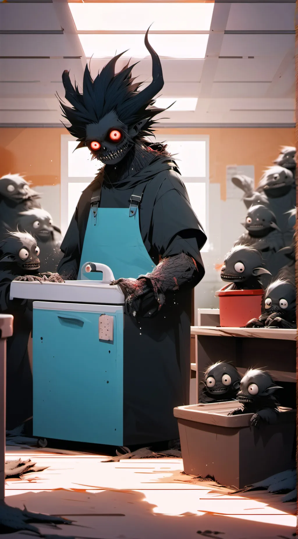 ai character: oddy,s daycare background