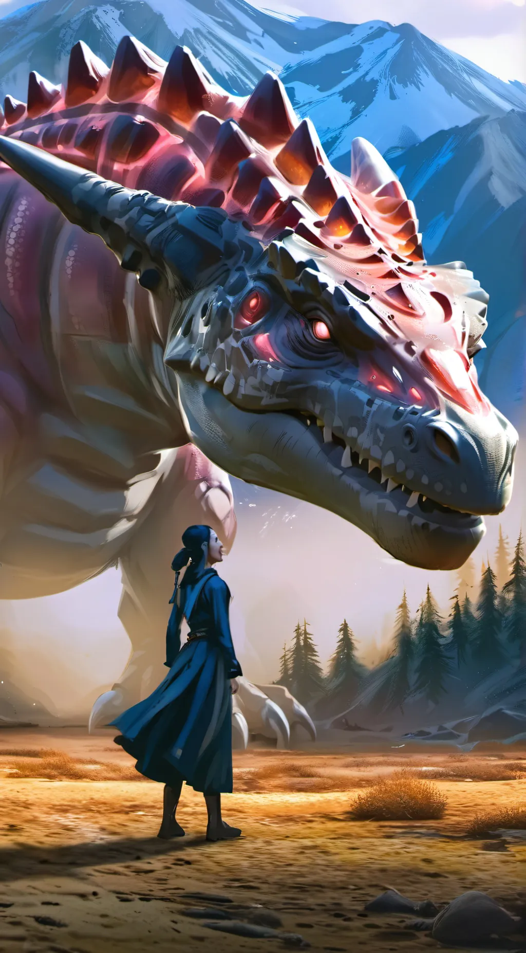 ai character: godzilla girl background