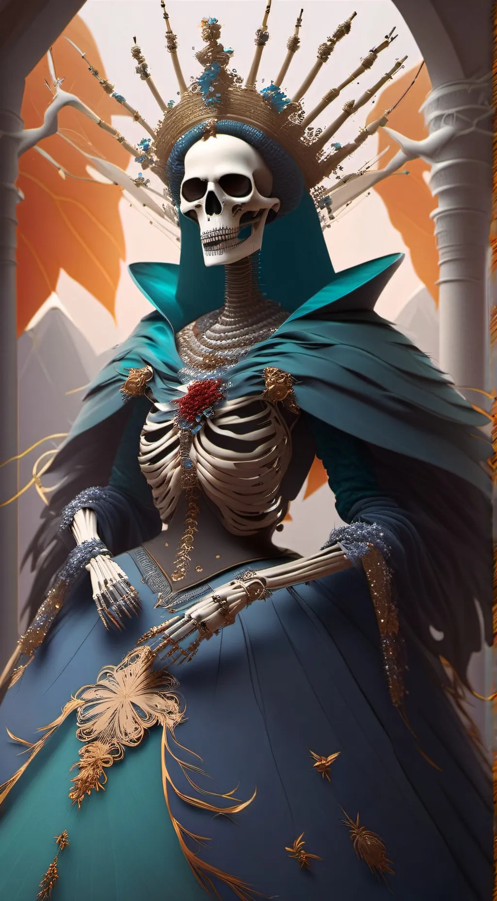 ai character: skeleton Queen background