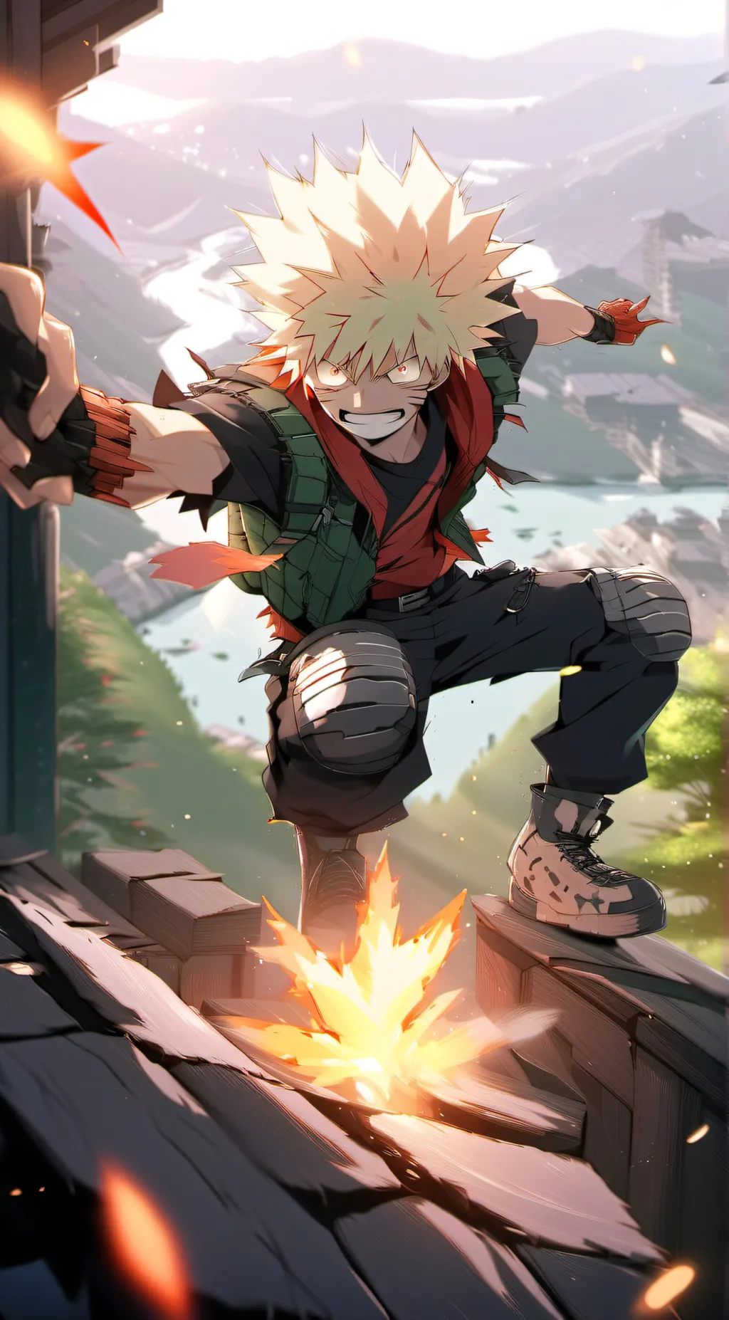 ai character: Katsuki Bakugo  background