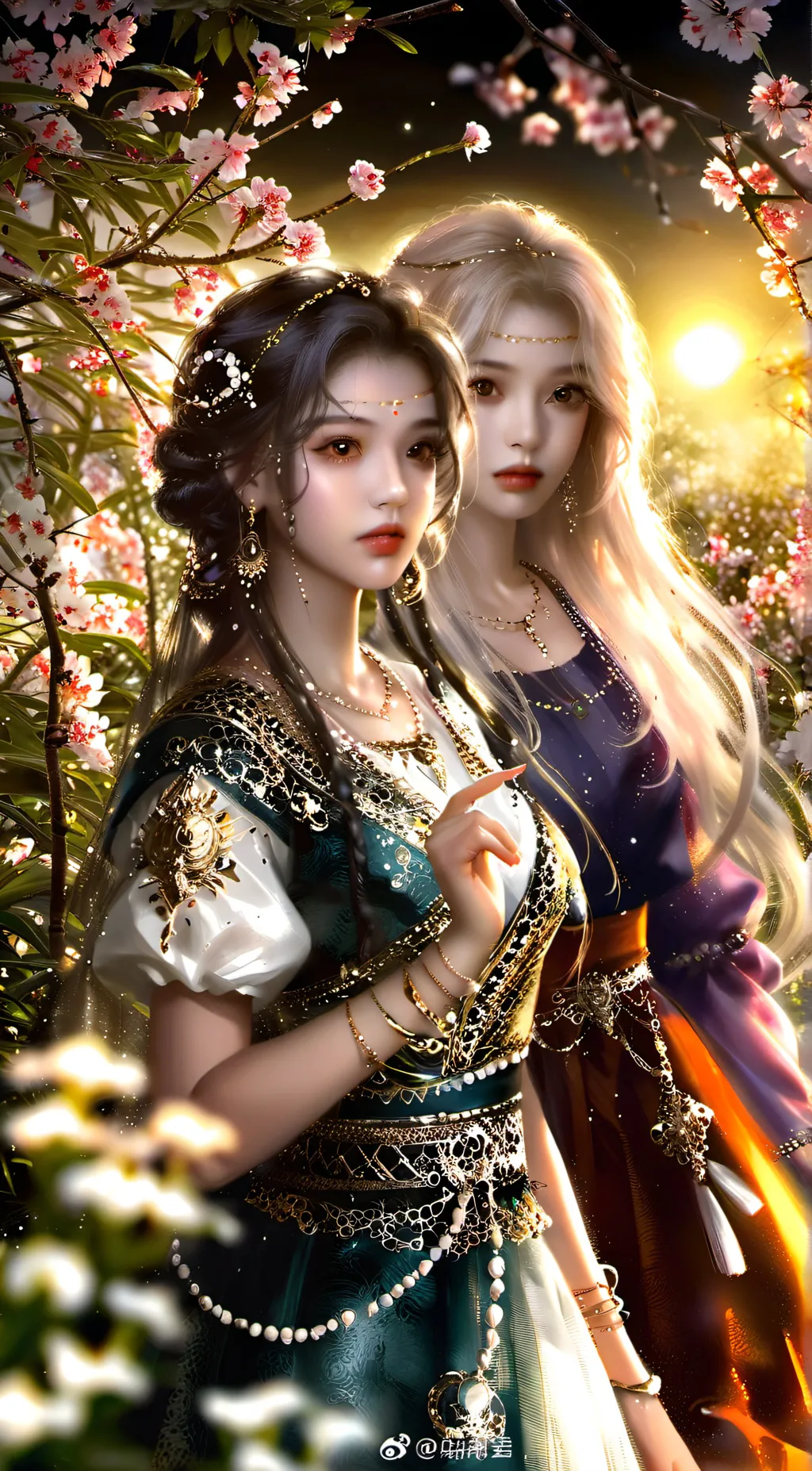 ai character: Lucy and Emma  background