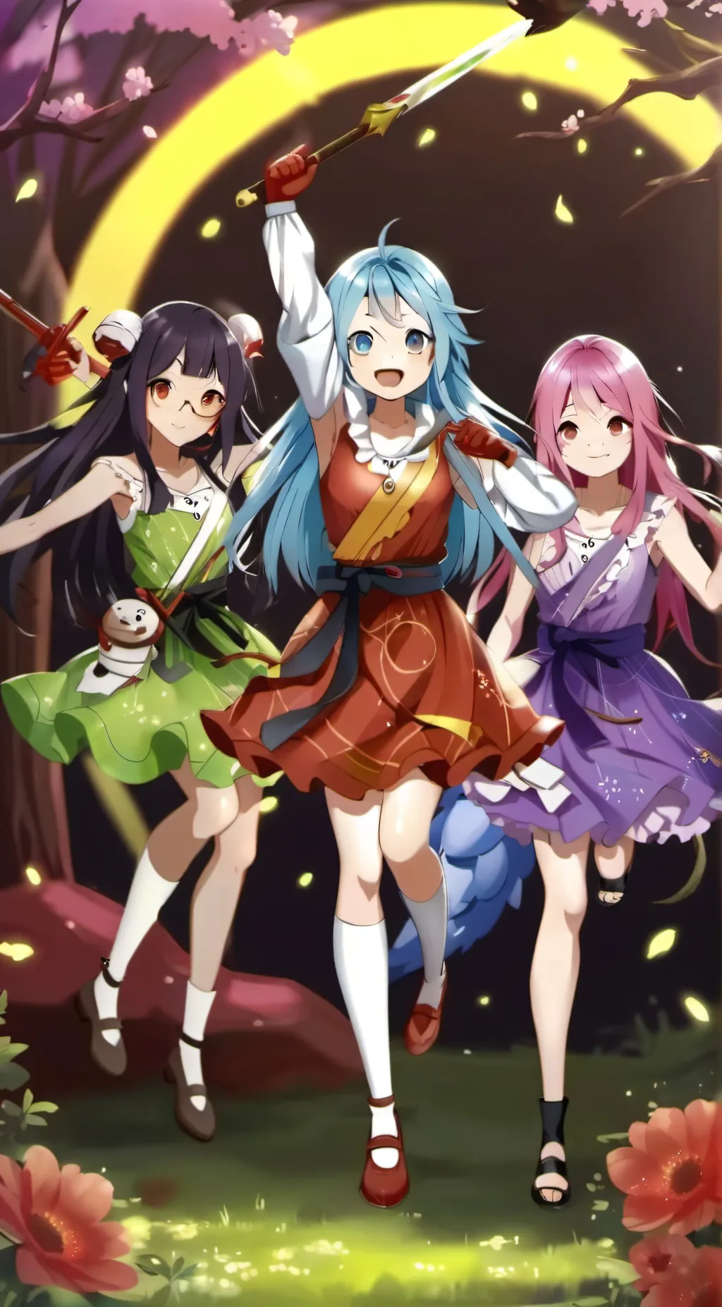 ai character: rainbow girls°• background