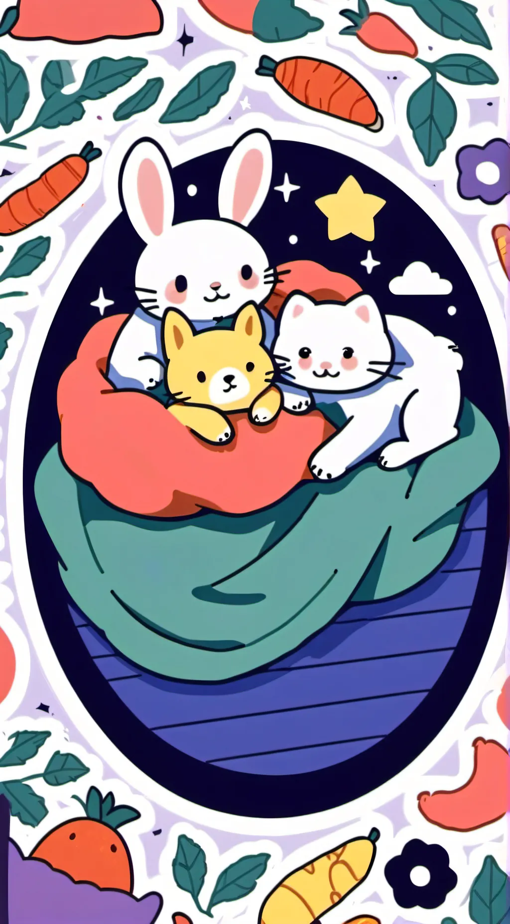 ai character: smiling critters background