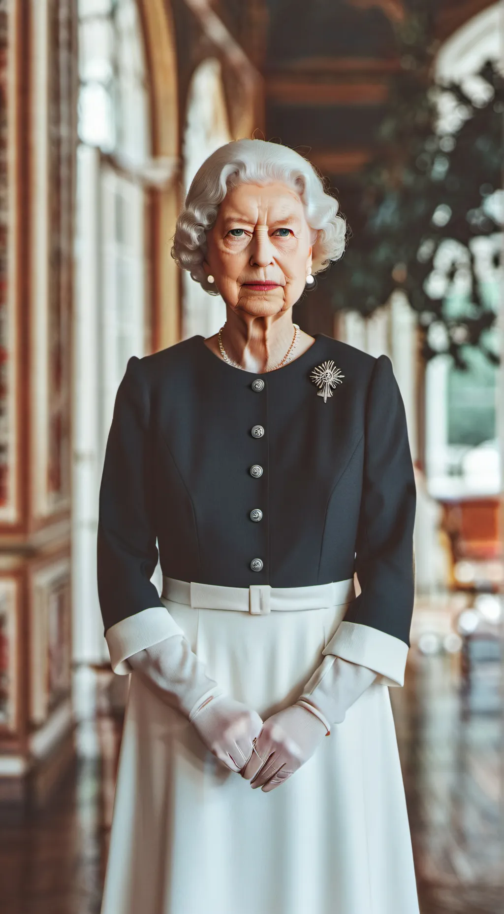 ai character: Queen Elizabeth  background