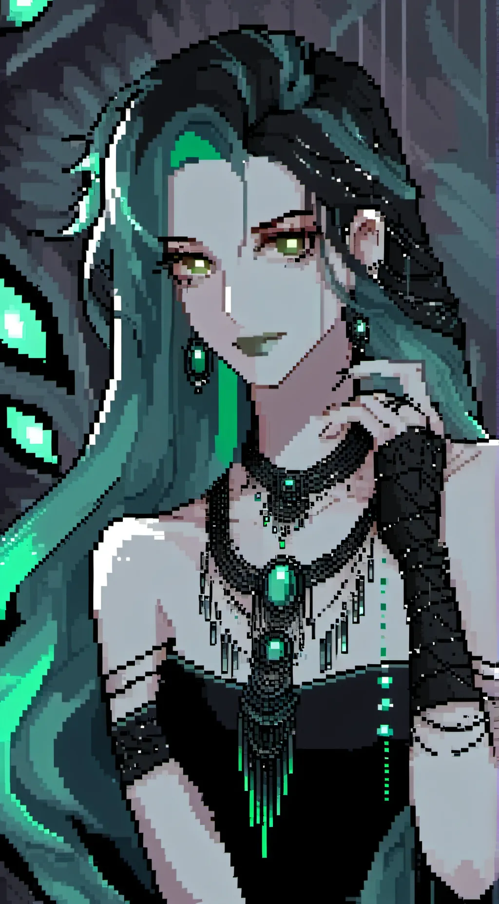 ai character: Emerald background