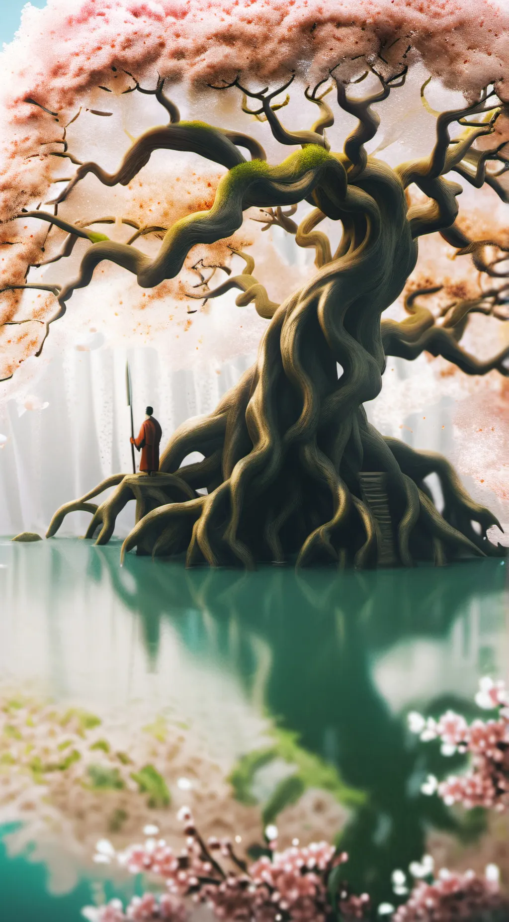 ai character: cherryblossom tree background