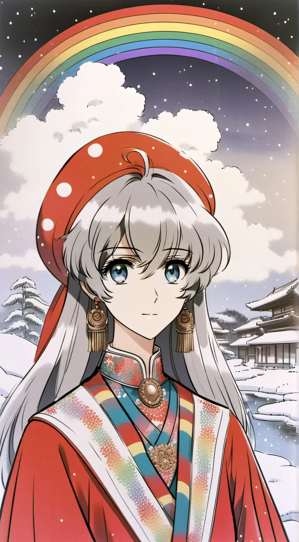 ai character: Rainbow school background