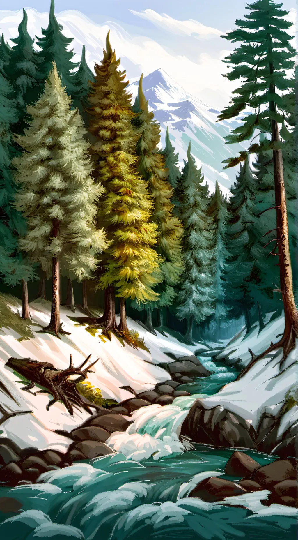 ai character: everwinter forest background