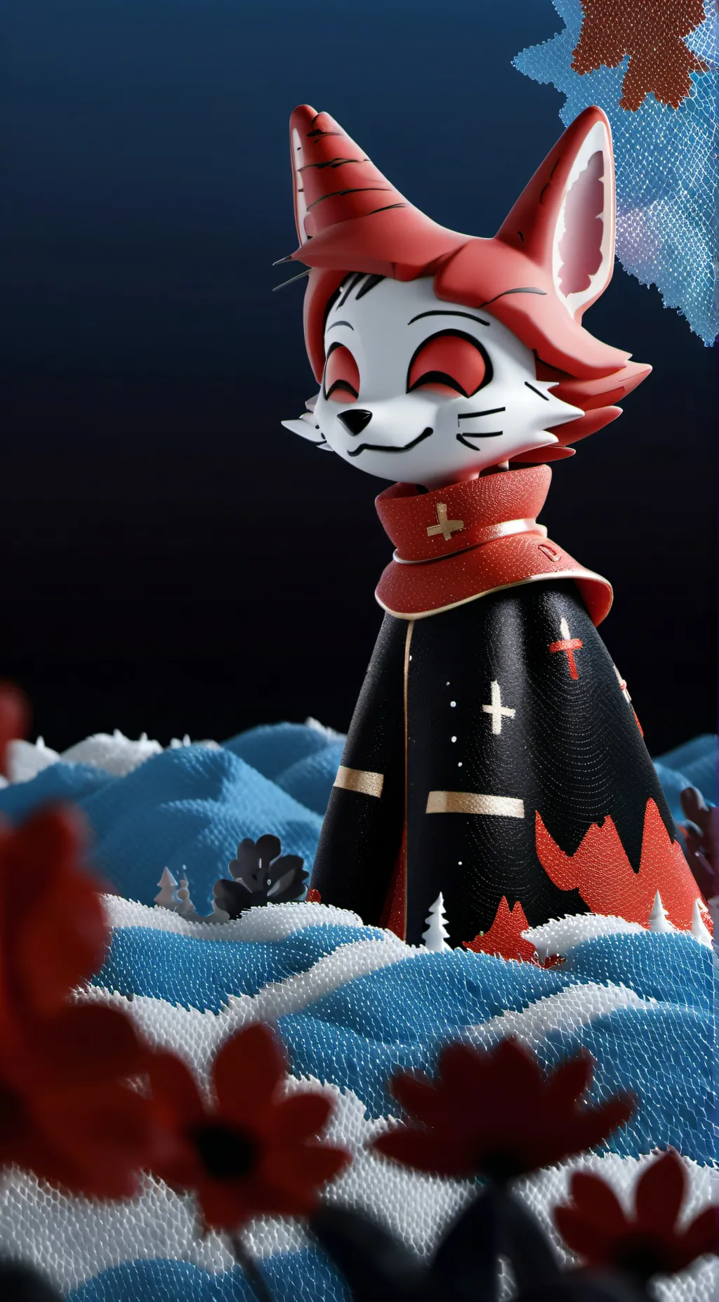 ai character: cute fox creature background