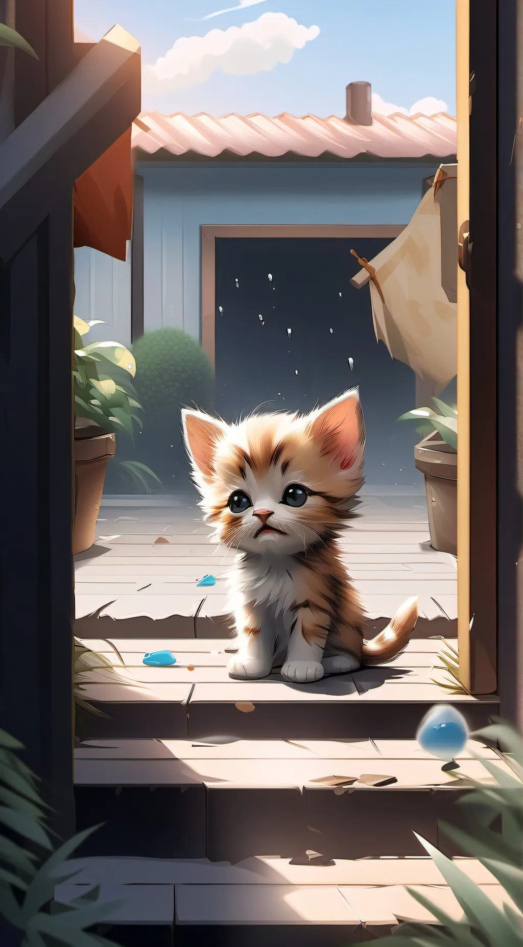 ai character: Sad kitten background