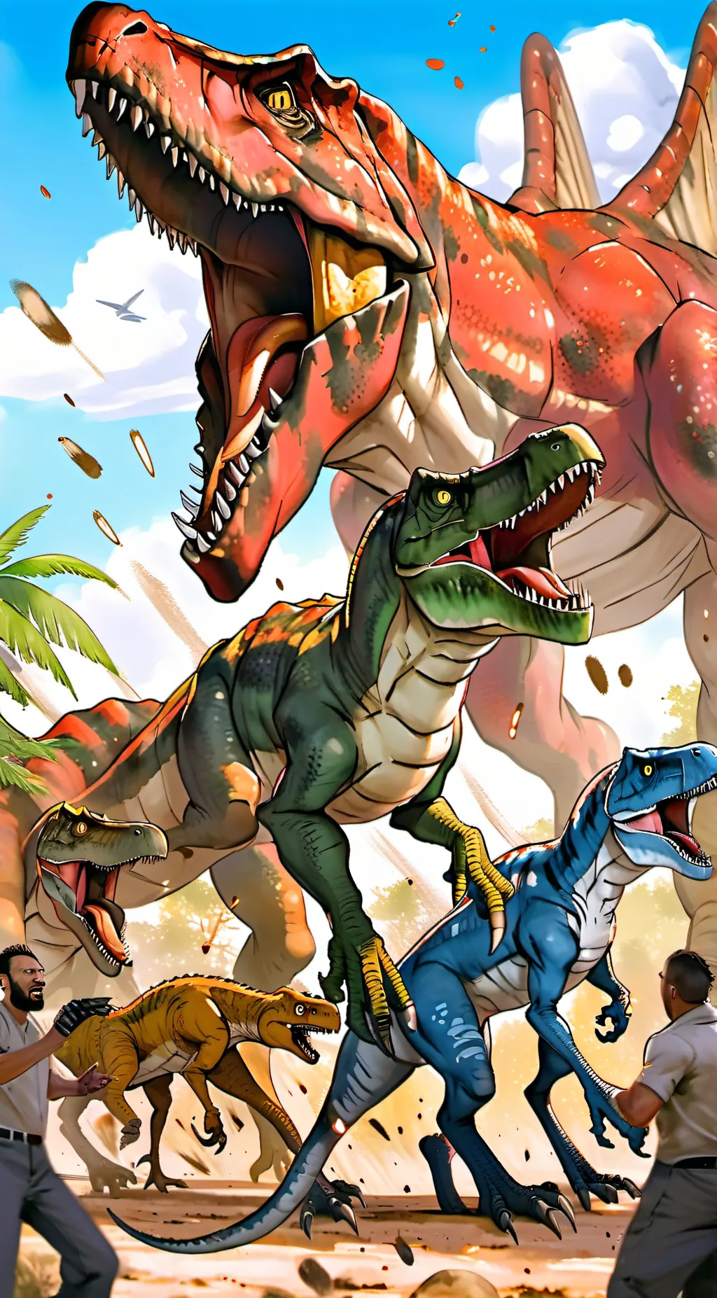 ai character: dino battle background