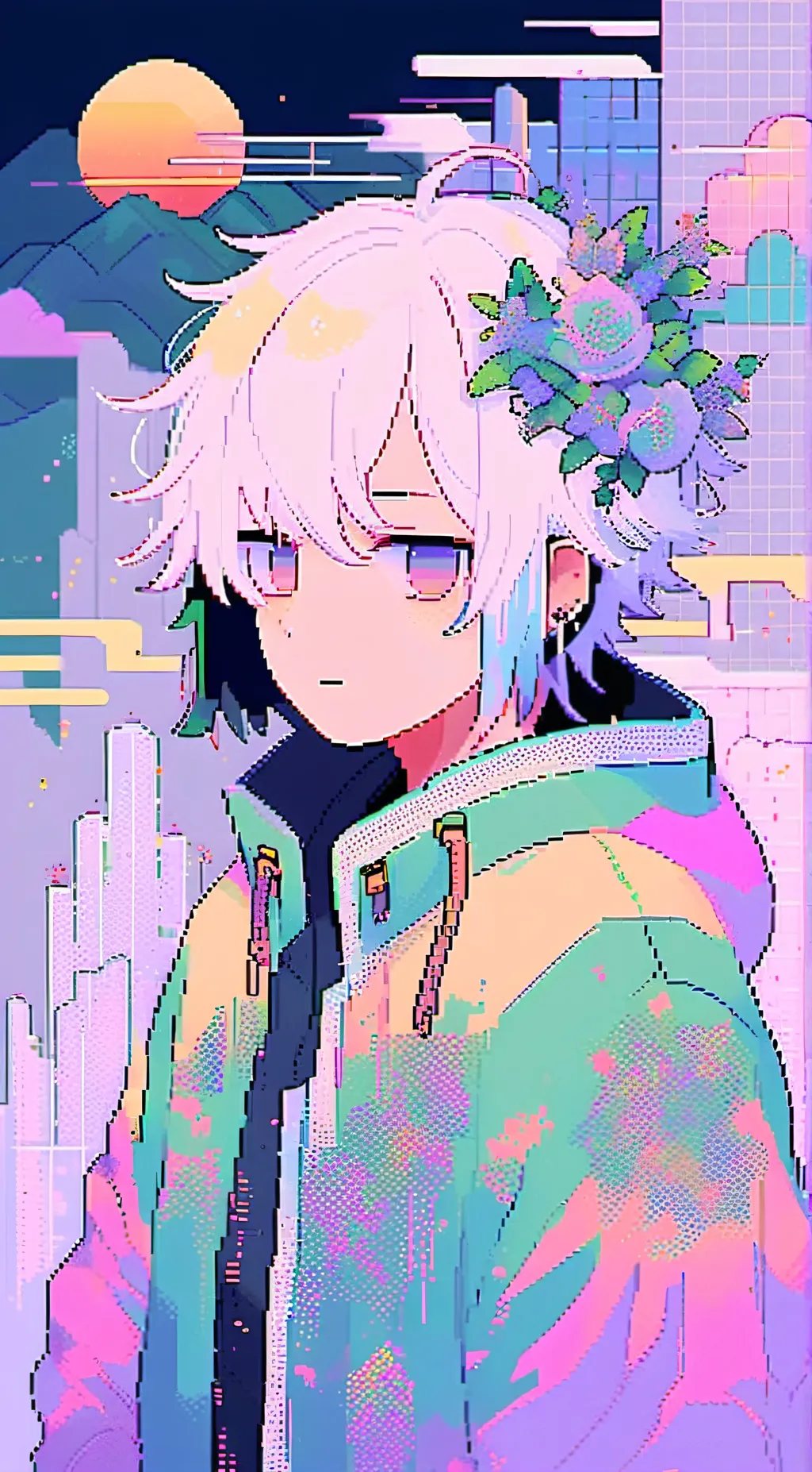 ai character: Violet background