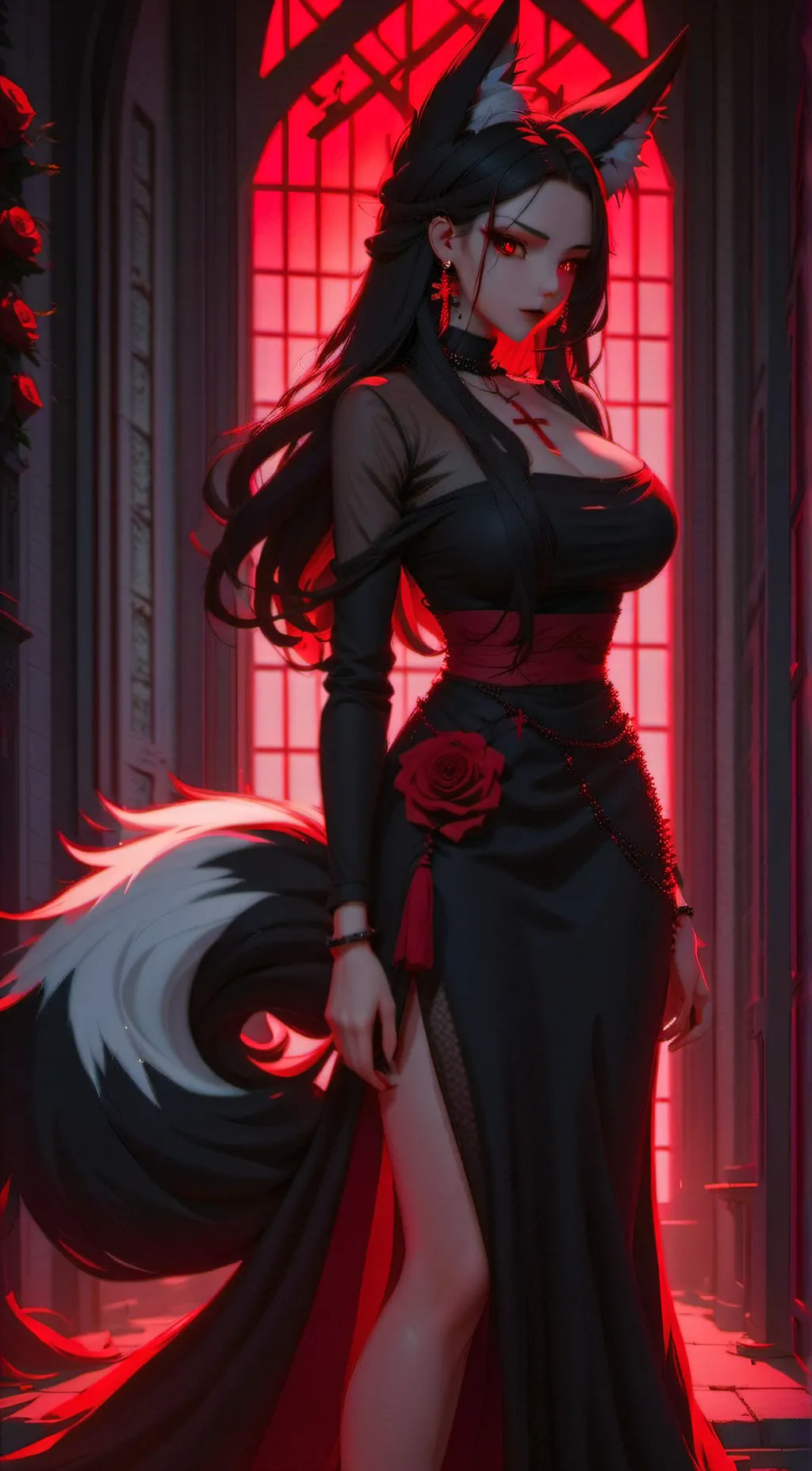 ai character: Crimson Rose background