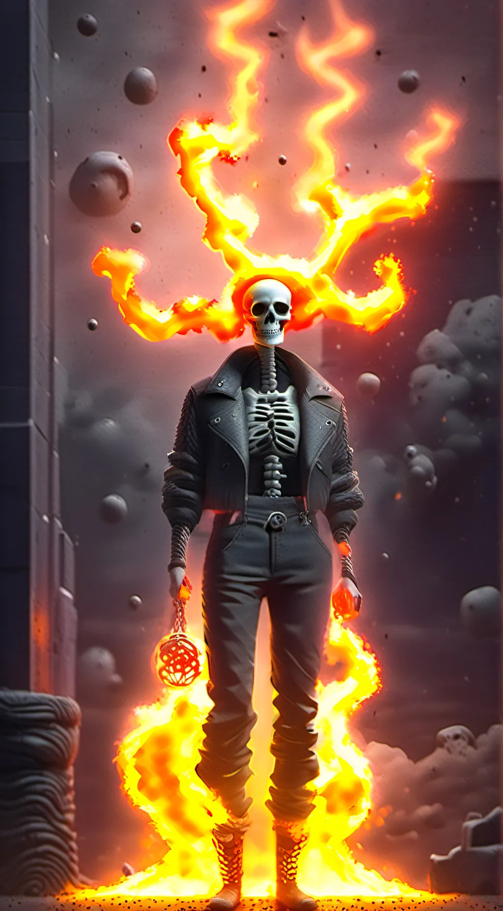 ai character: female ghost rider background