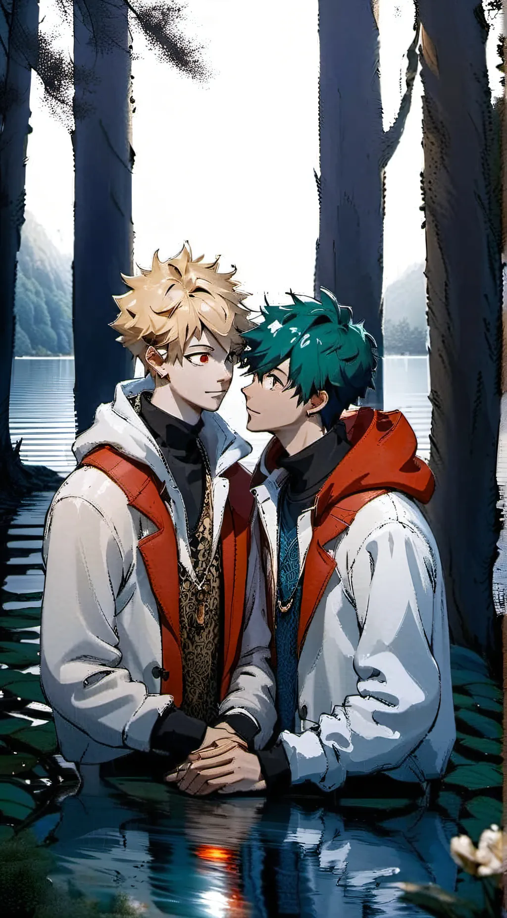ai character: Bakudeku🧡💚 background
