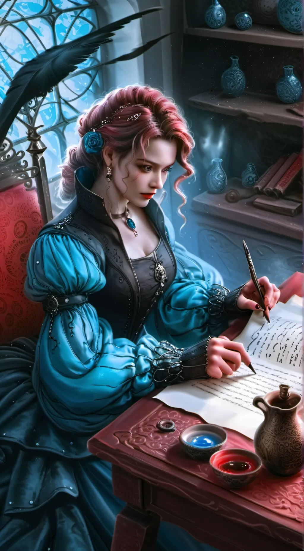 ai character: camilla / crimson background