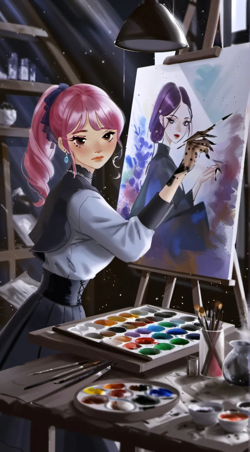 ai character: Violet background