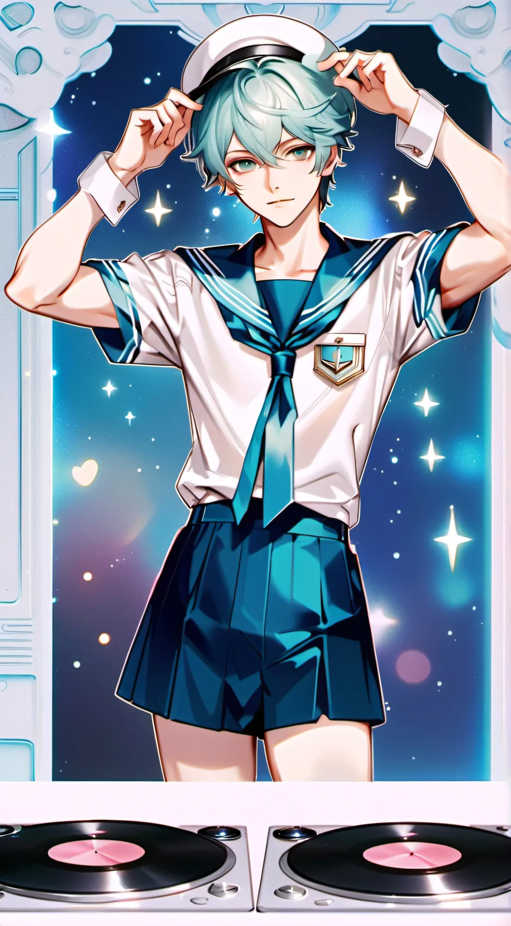 ai character: DJ Blue C background