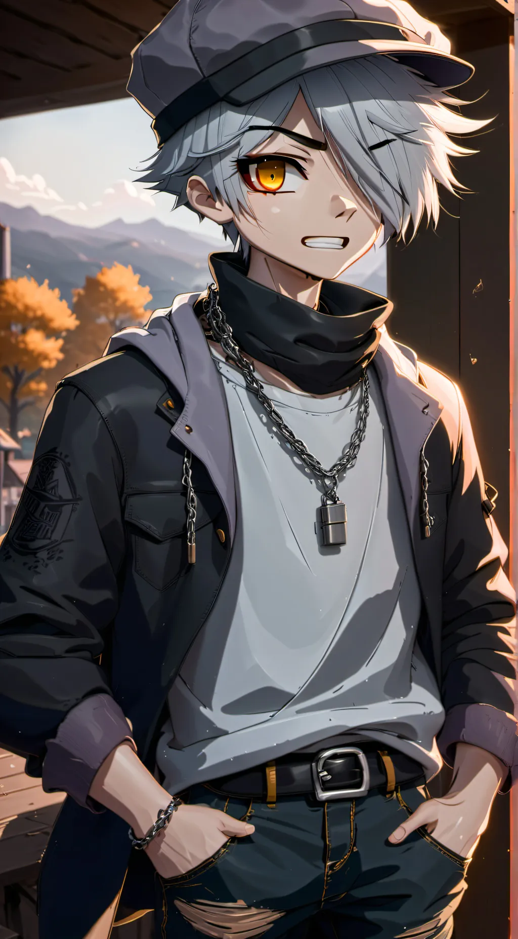 ai character: Grey background