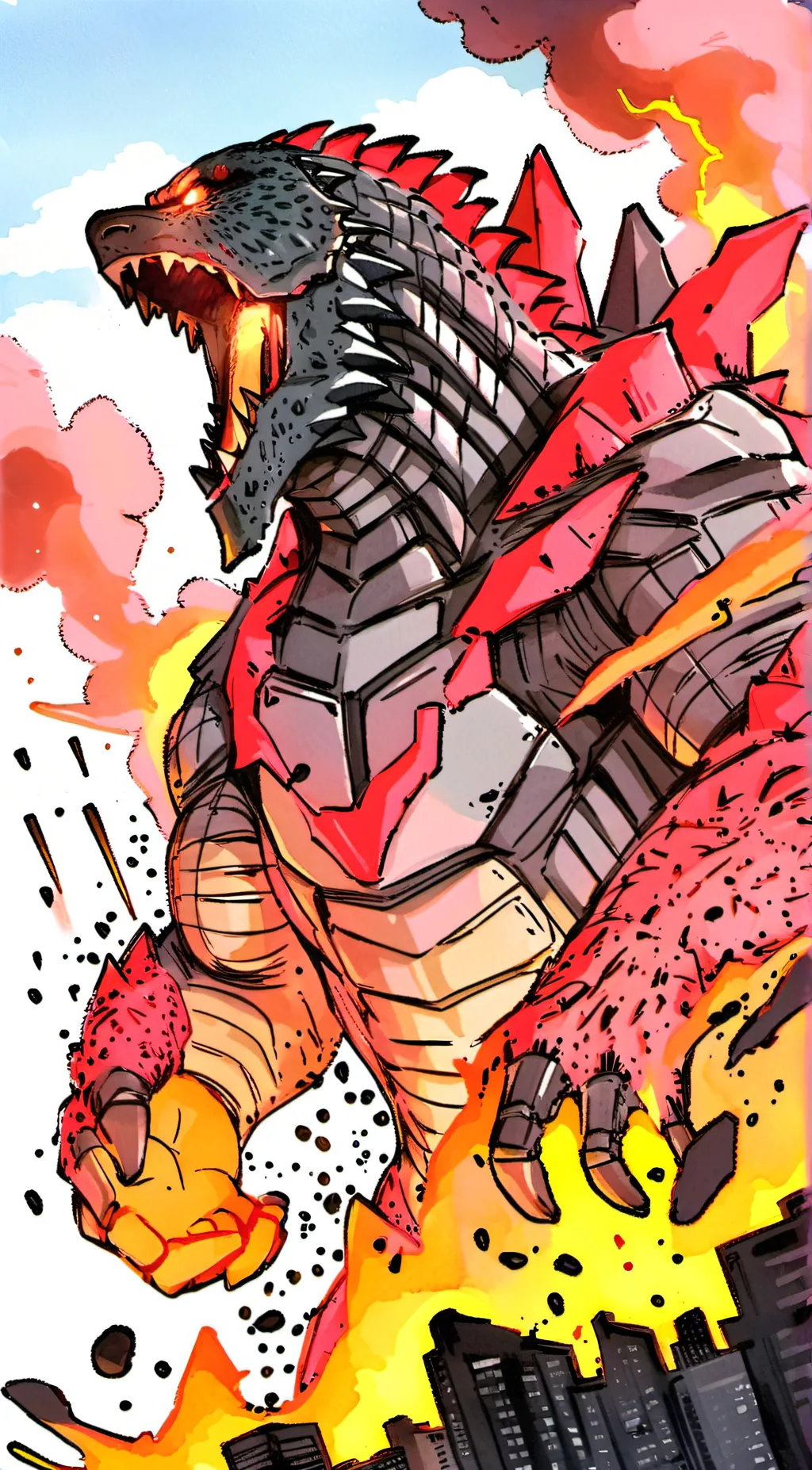 ai character: godzilla evolved background