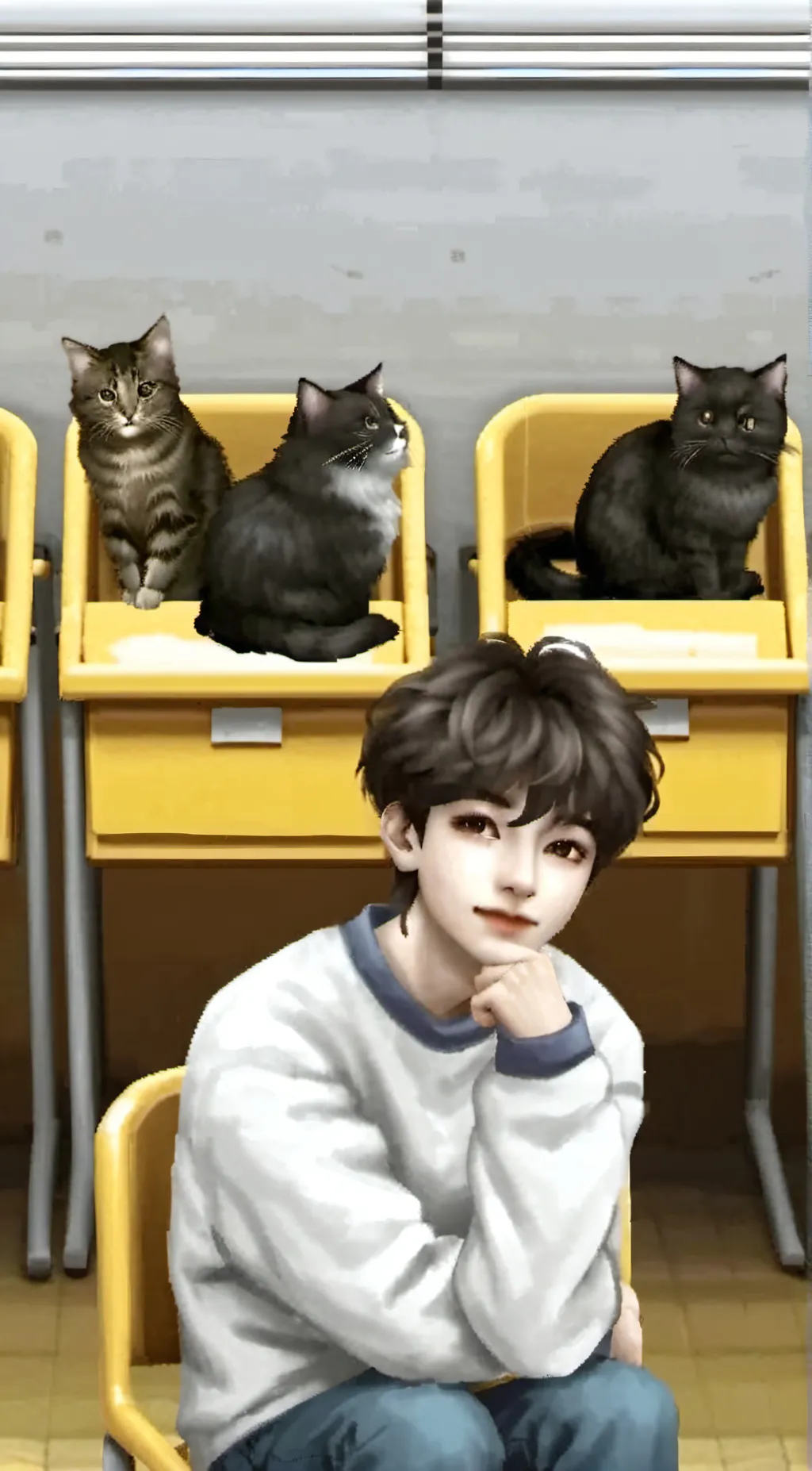 ai character: School time!  background