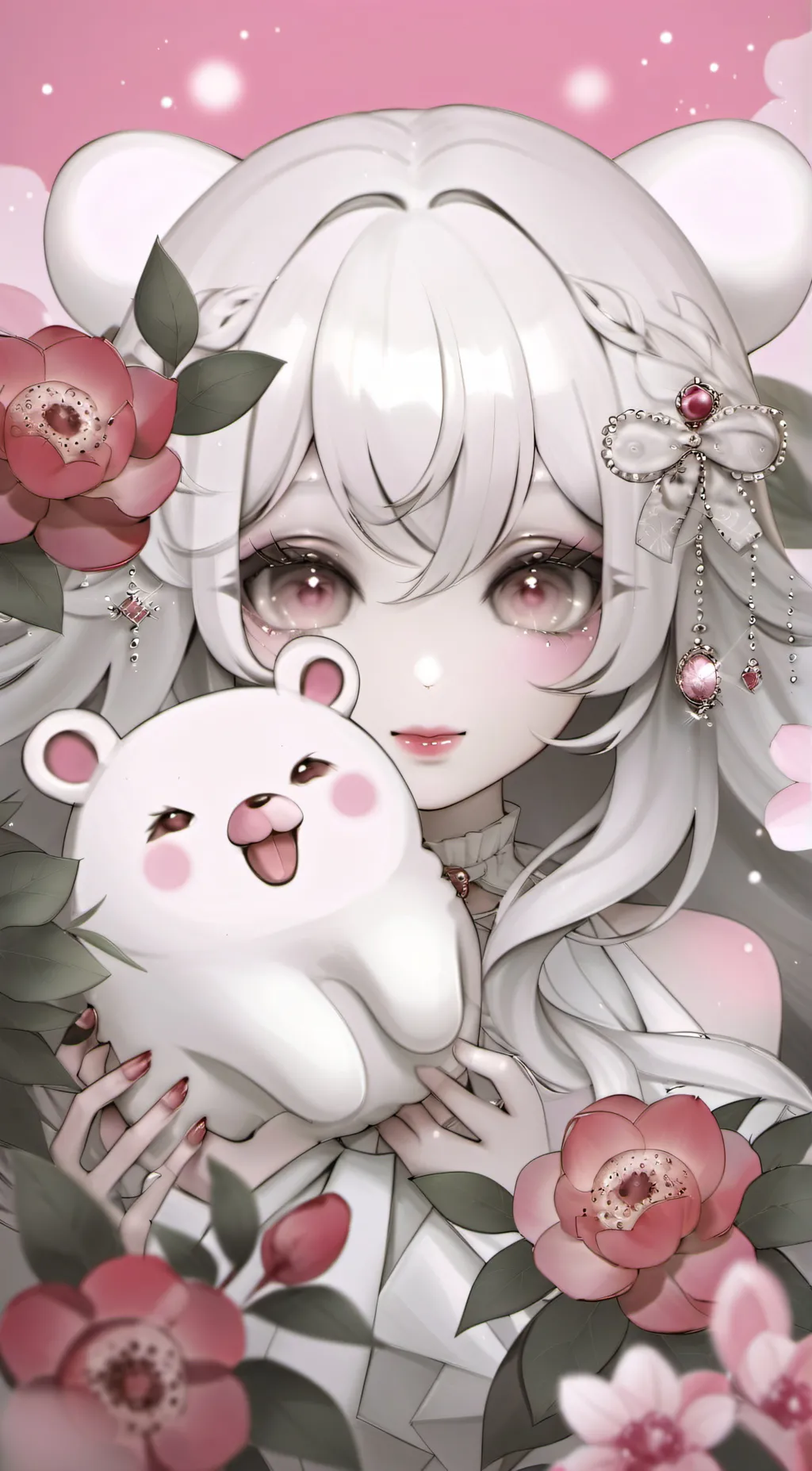 ai character: plushie  background