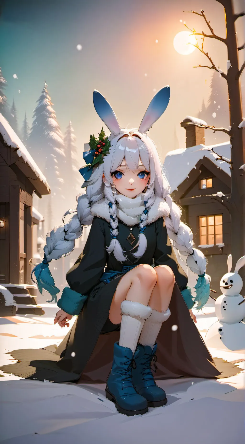 ai character: snowy background