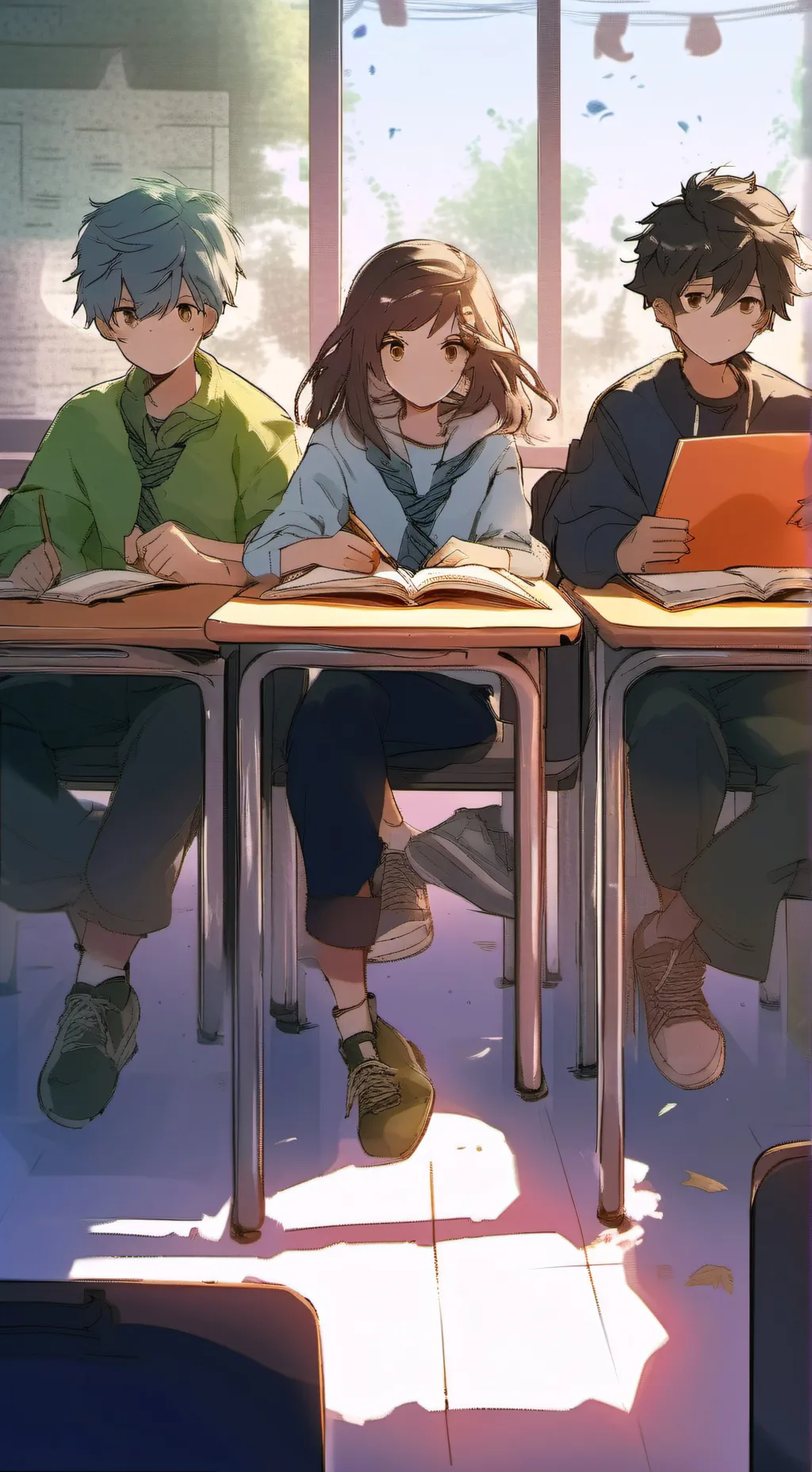 ai character: Anna Matt Andy background