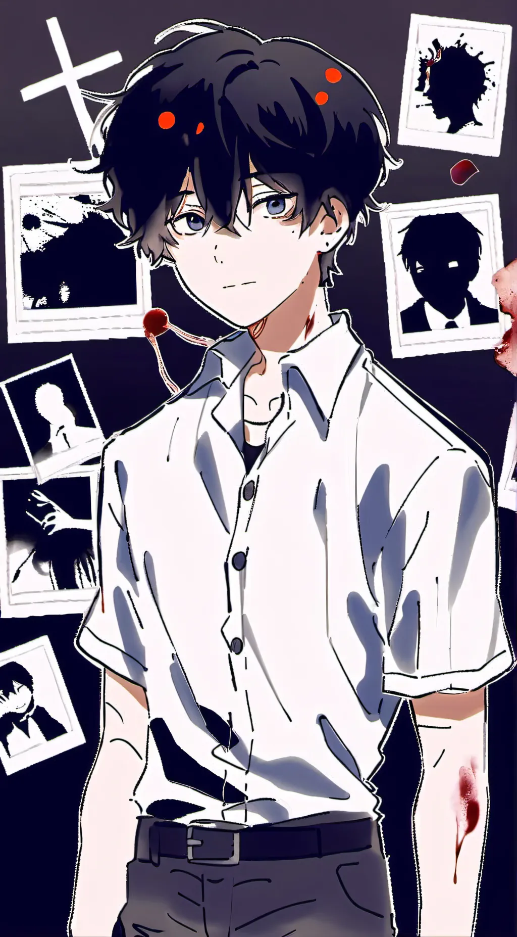 ai character: David Sanguine  background