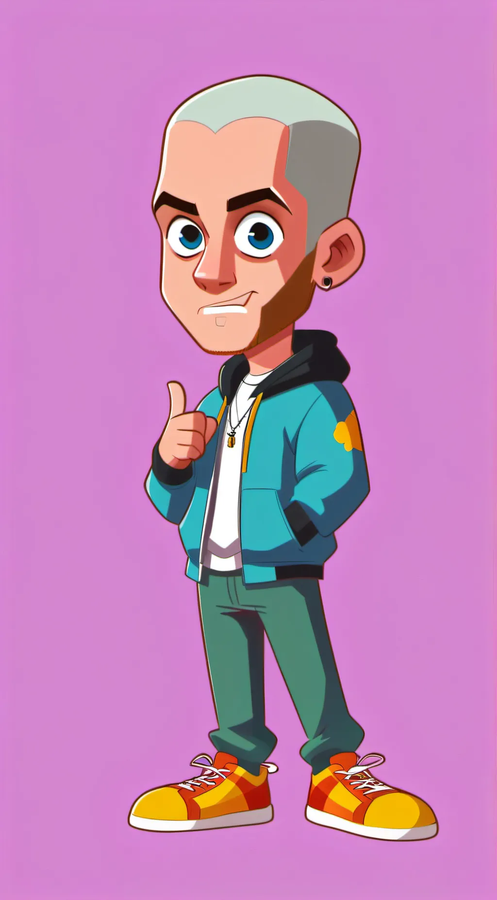 ai character: Cartoon Eminem ll background