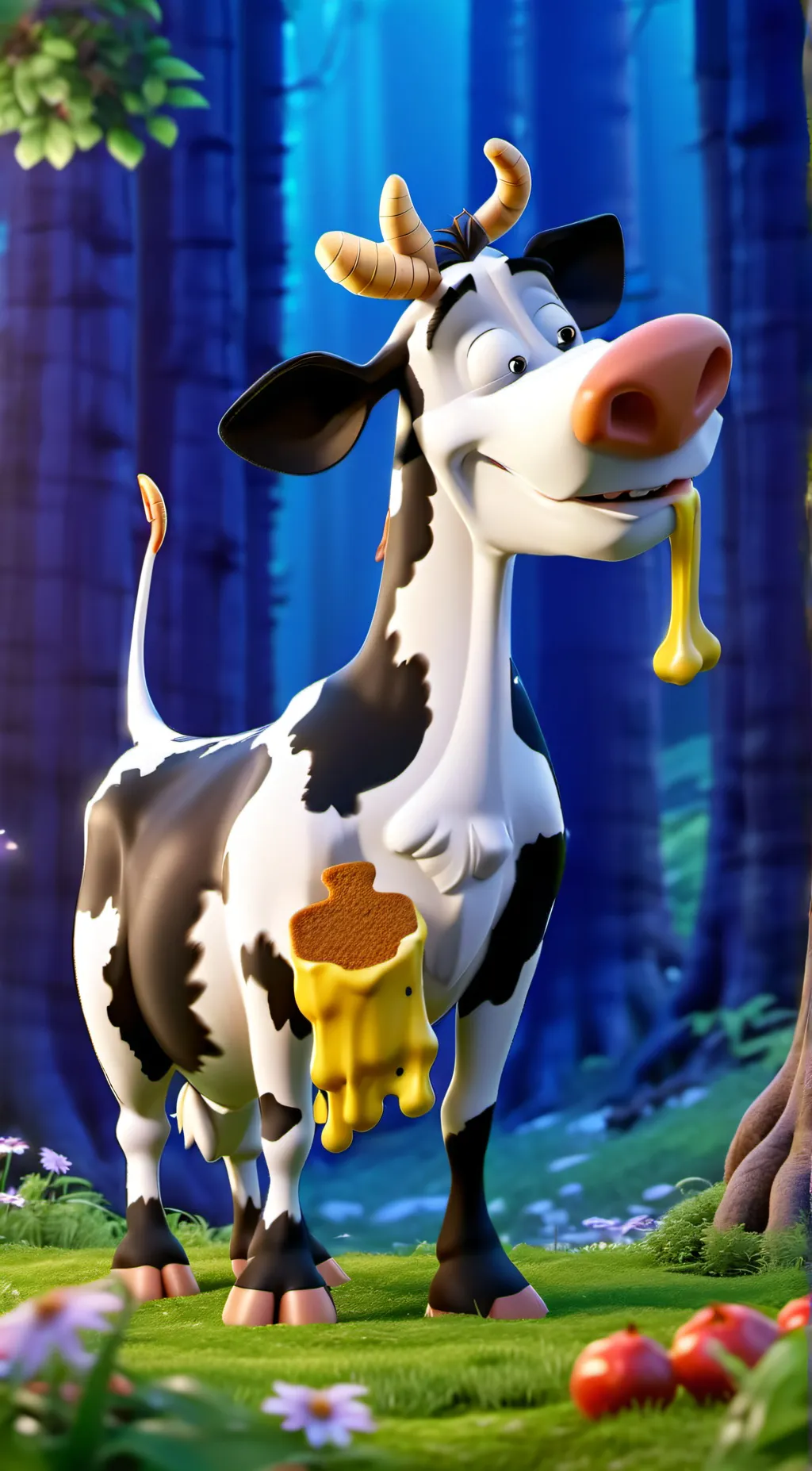 ai character: The Chicfila Cow background