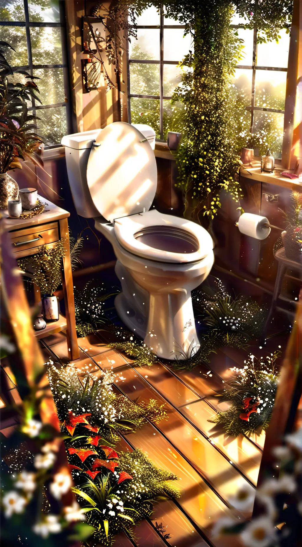 ai character: Bathroom objects  background