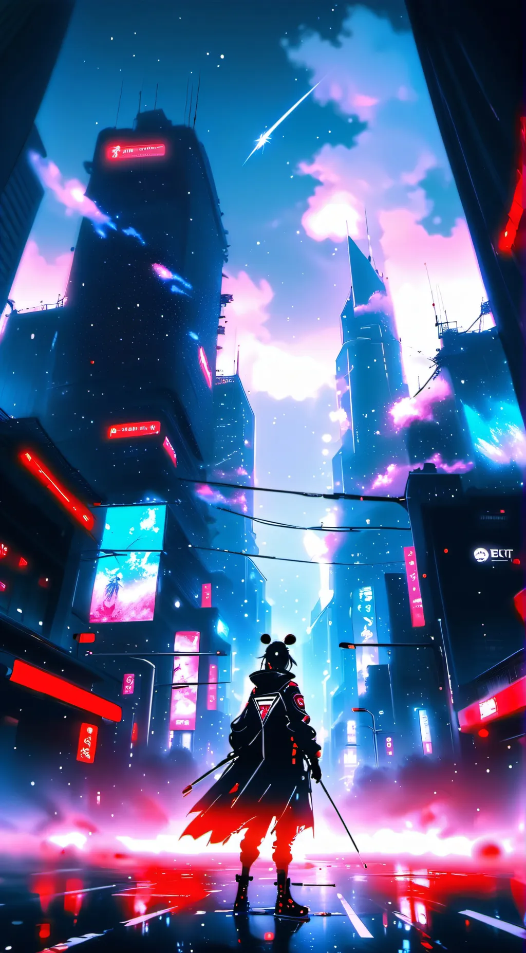 ai character: Cyberpunk Red background