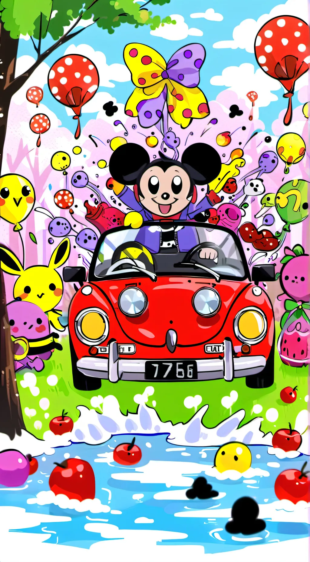 ai character: smiling critters background