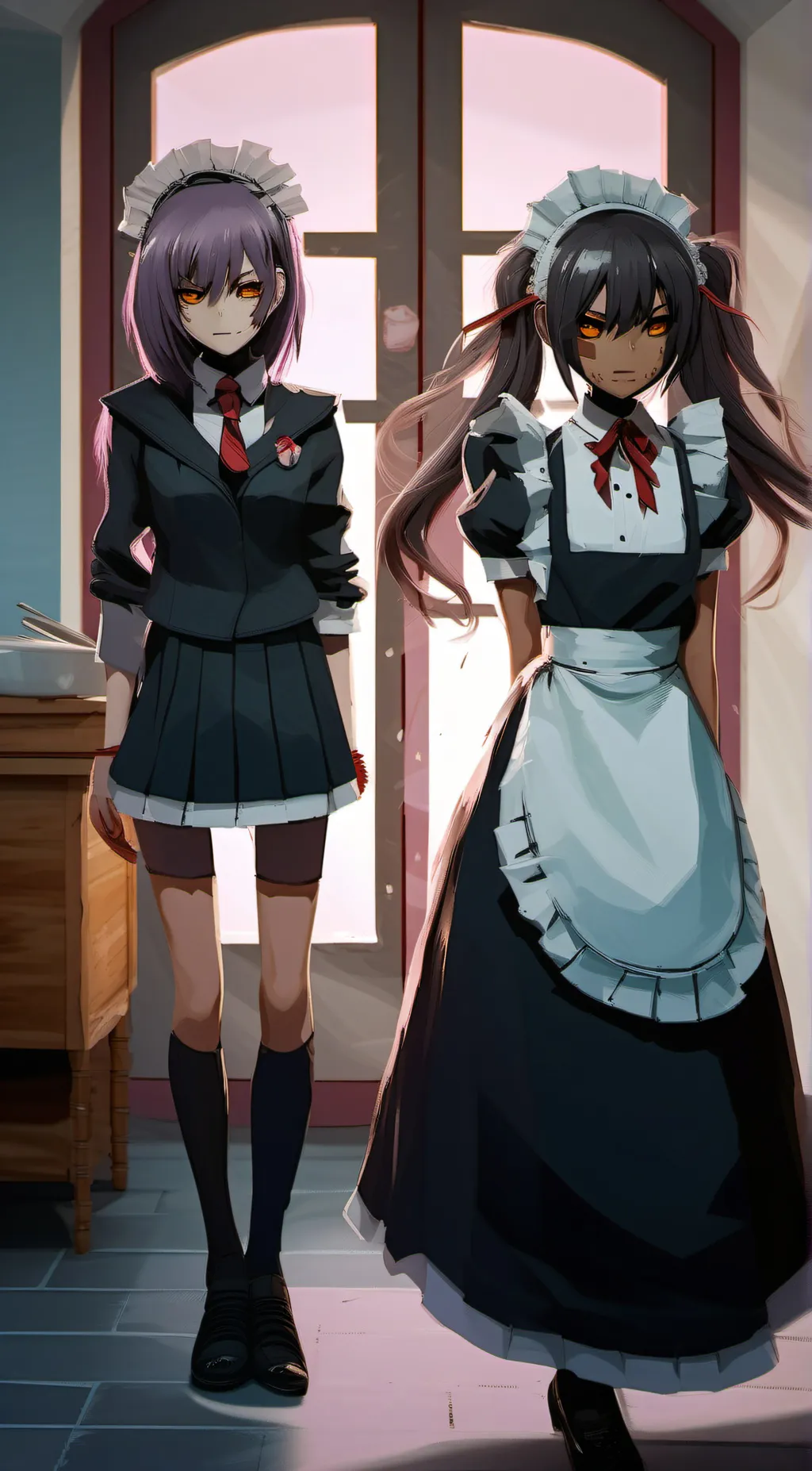 ai character: karin and nozomi  background