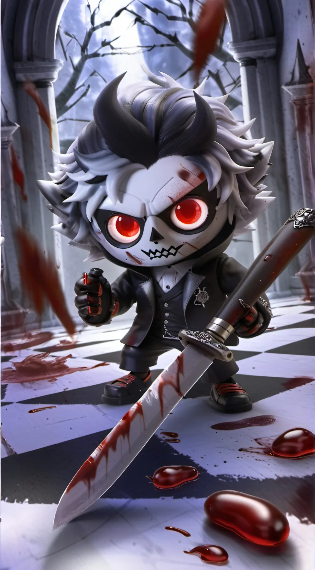 ai character: Demon Furby  background