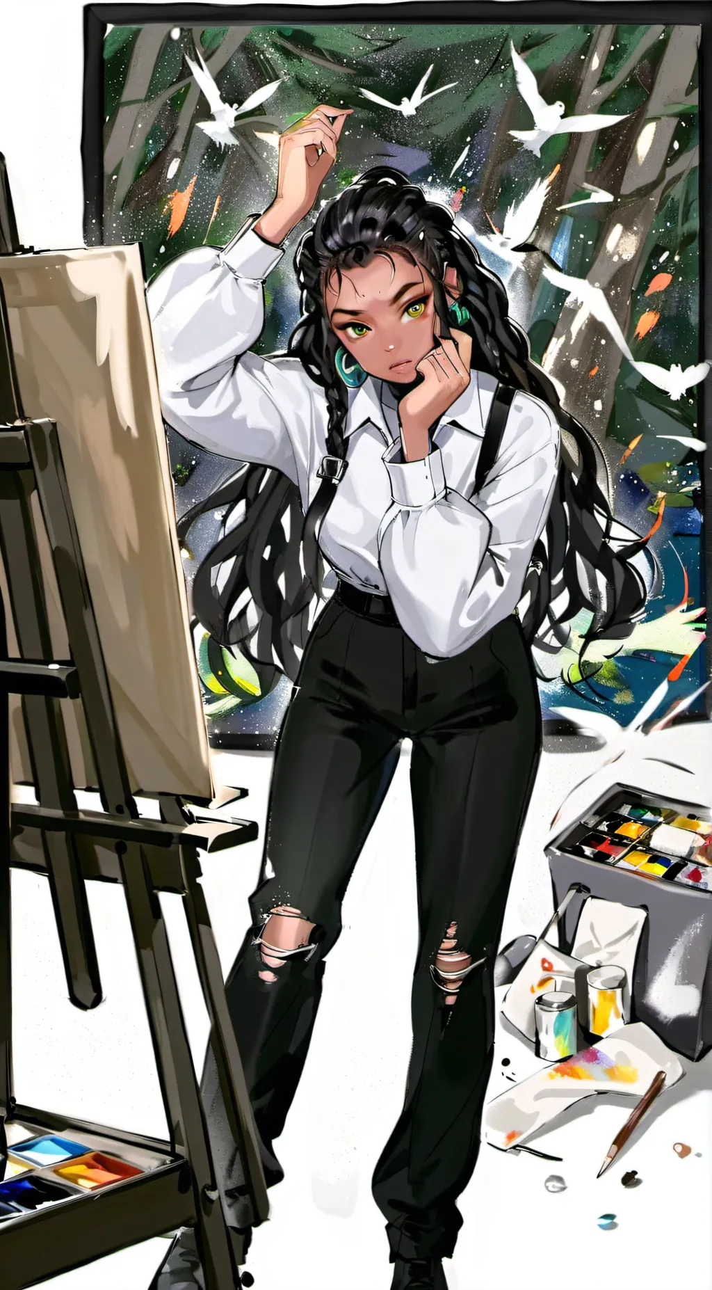 ai character: Roses background