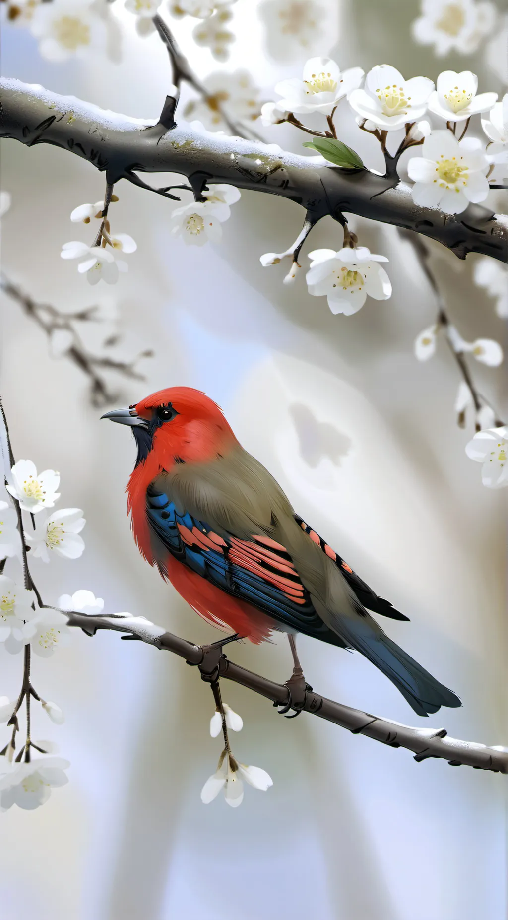 ai character: Snow White's birds background