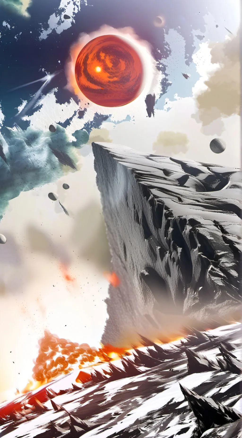 ai character: Red giant sun background