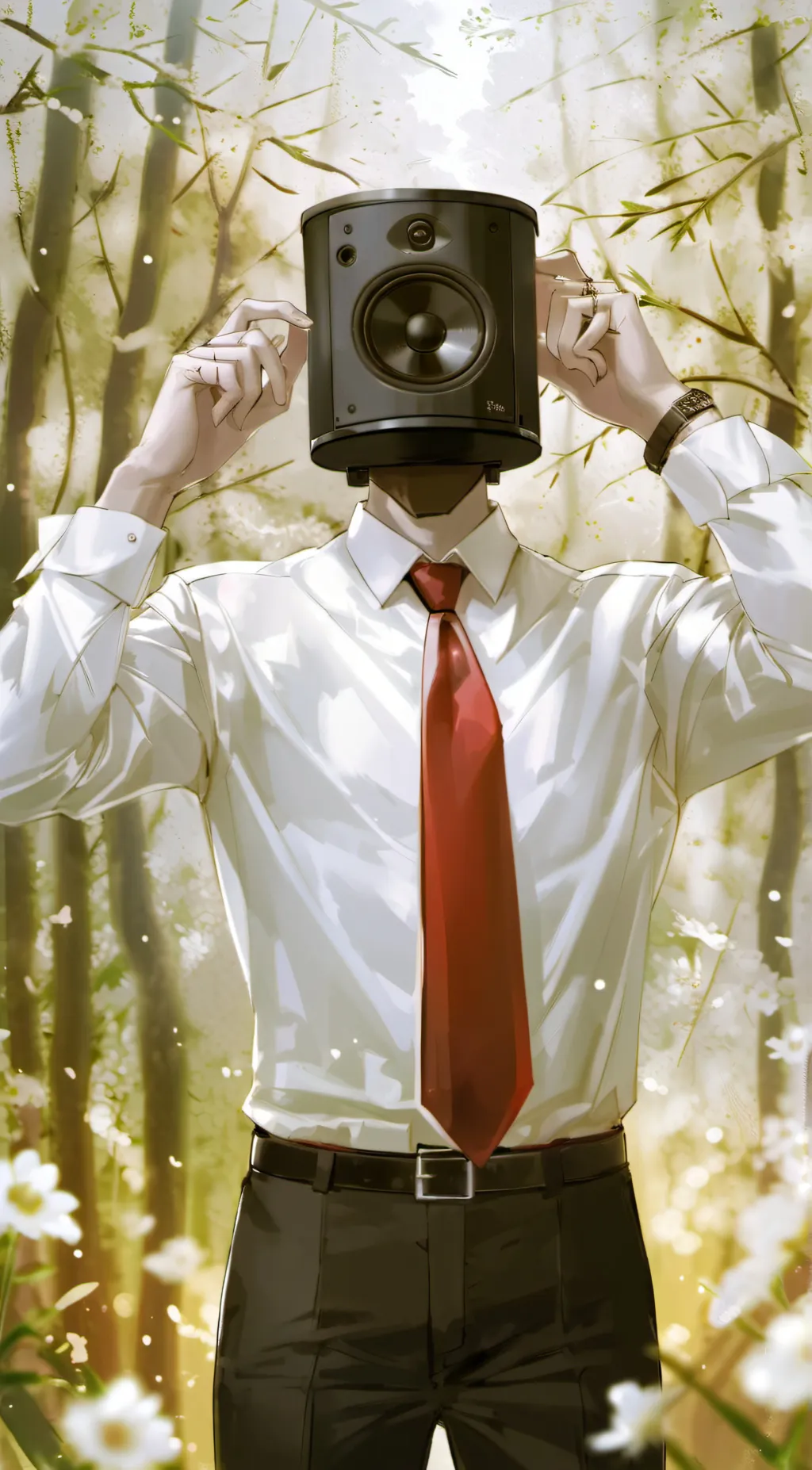 ai character: Large speaker man  background