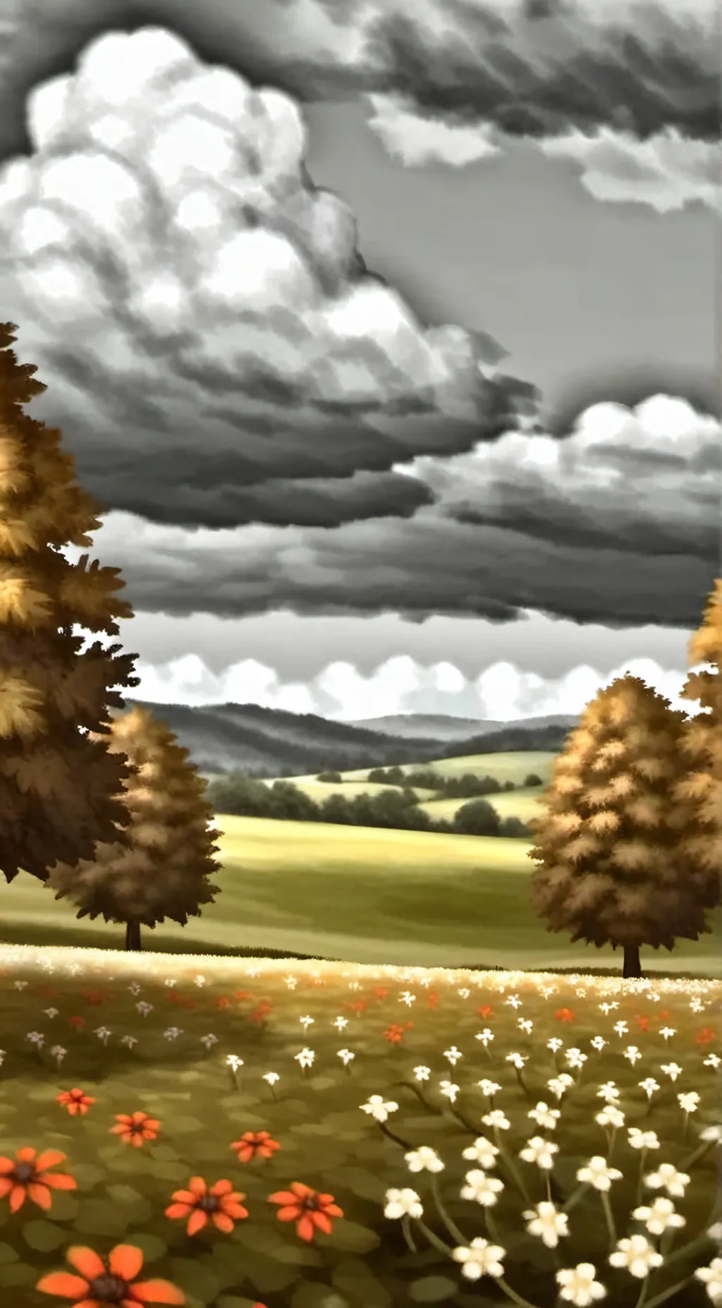 ai character: Class 1A bus trip  background