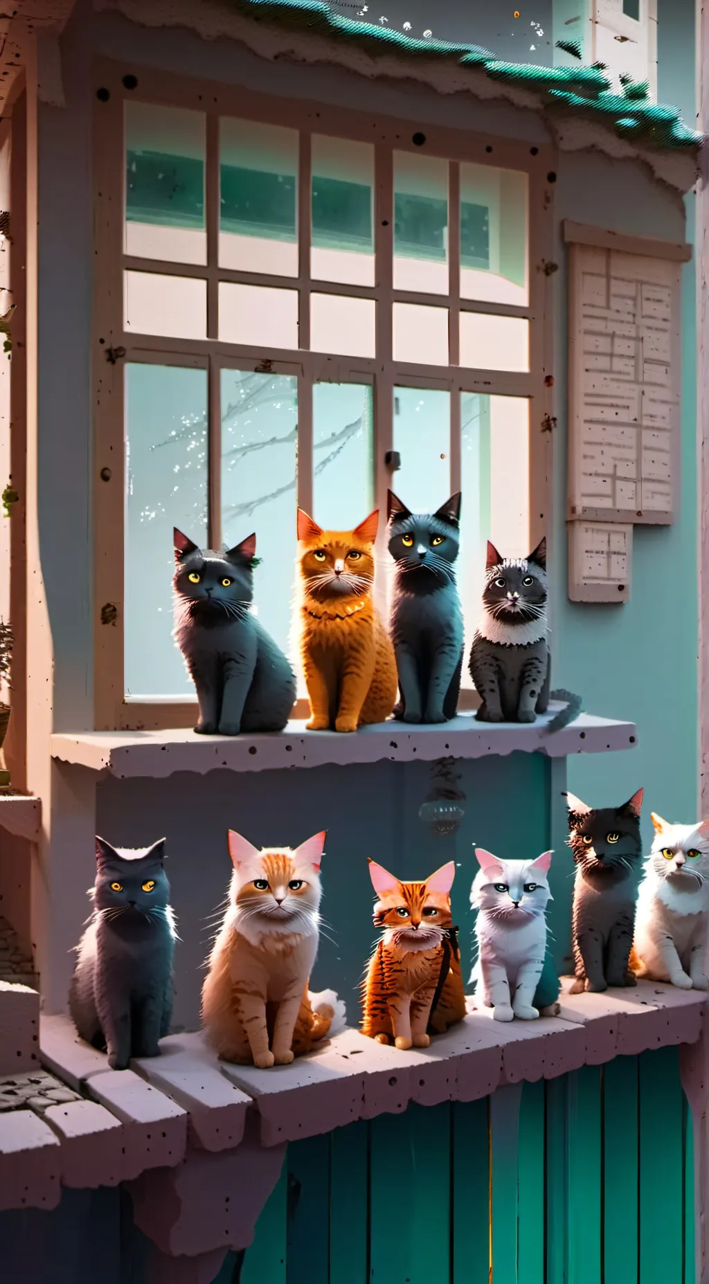 ai character: Kitten groub background